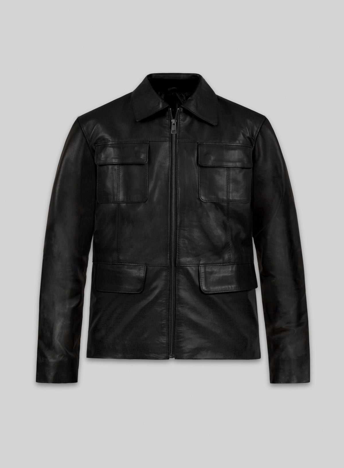 Damon Salvatore Black Leather Jacket in black Napa leather, product view 1