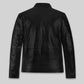 Damon Salvatore Black Leather Jacket in black Napa leather, product view 2