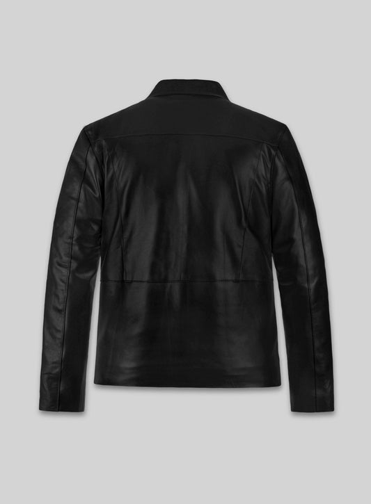 Damon Salvatore Black Leather Jacket in black Napa leather, product view 2