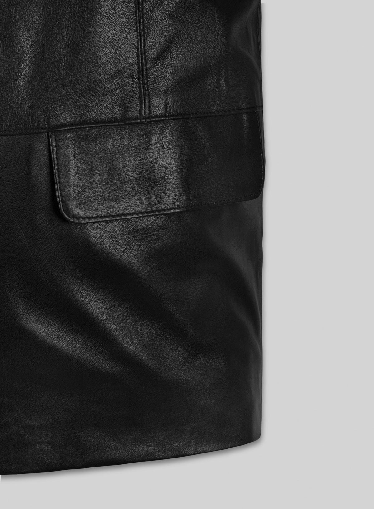 Damon Salvatore Black Leather Jacket in black Napa leather, product view 3