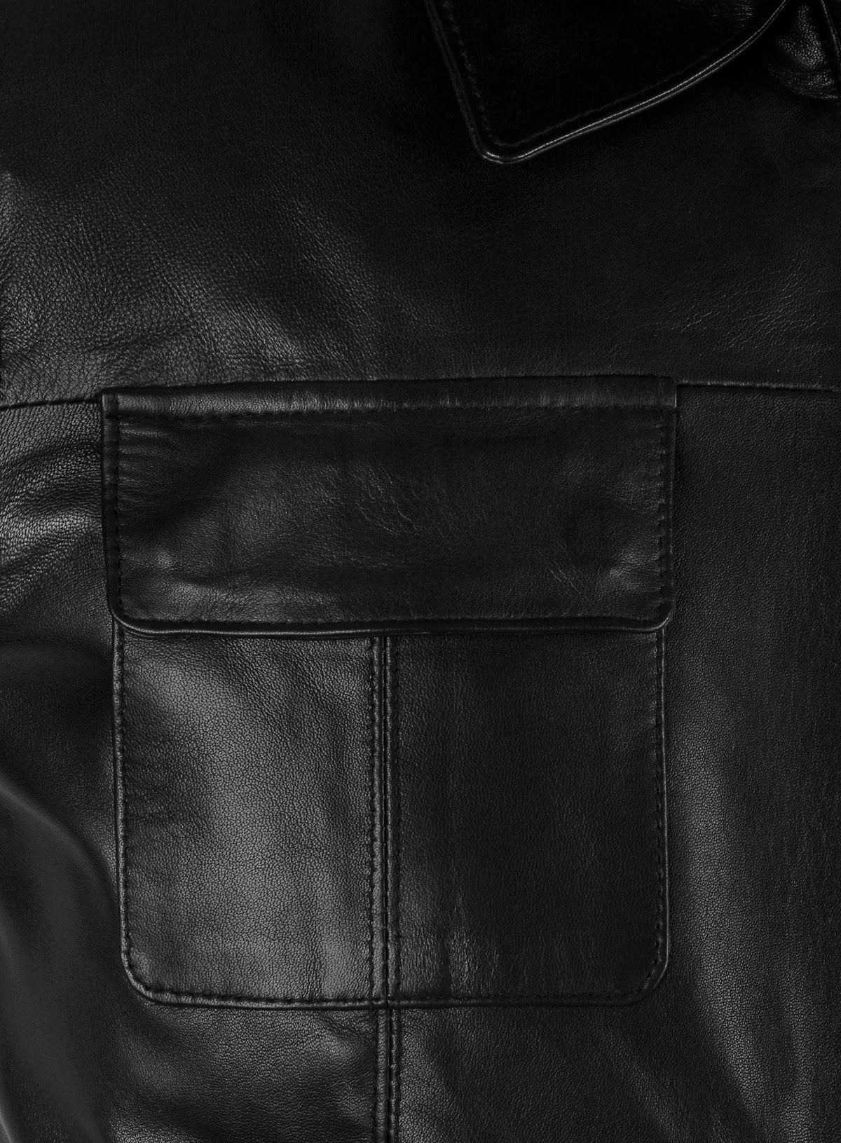 Damon Salvatore Black Leather Jacket in black Napa leather, product view 4
