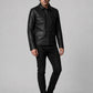 Damon Salvatore Black Leather Jacket in black Napa leather, product view 6