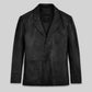 Daniel Craig Black Leather Blazer – front view
