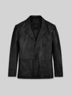 Daniel Craig Black Leather Blazer – front view
