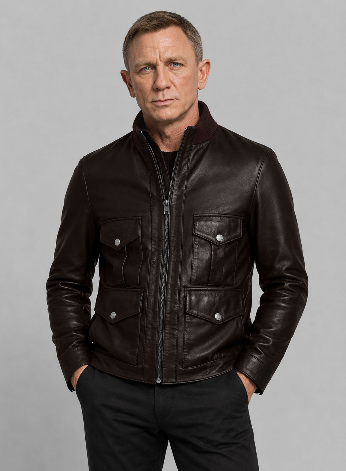 Daniel Craig Casino Royale Leather Jacket view 4