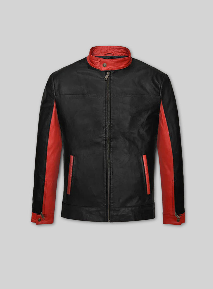 Dark Knight Black Leather Jacket – front view