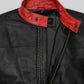 Dark Knight Black Leather Jacket – close-up and worn views