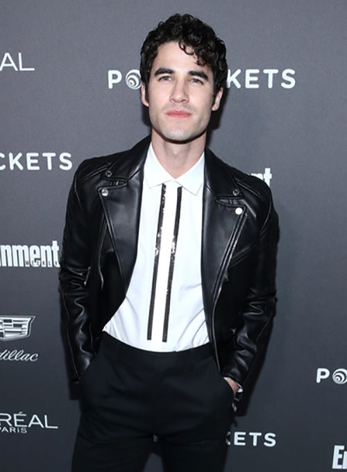 Darren Criss Paris Black Leather Jacket – celebrity inspiration look
