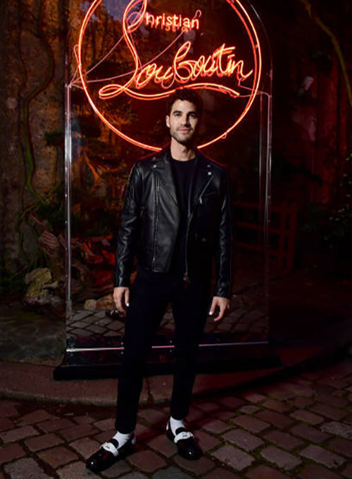 Darren Criss Paris Black Leather Jacket – celebrity inspiration look