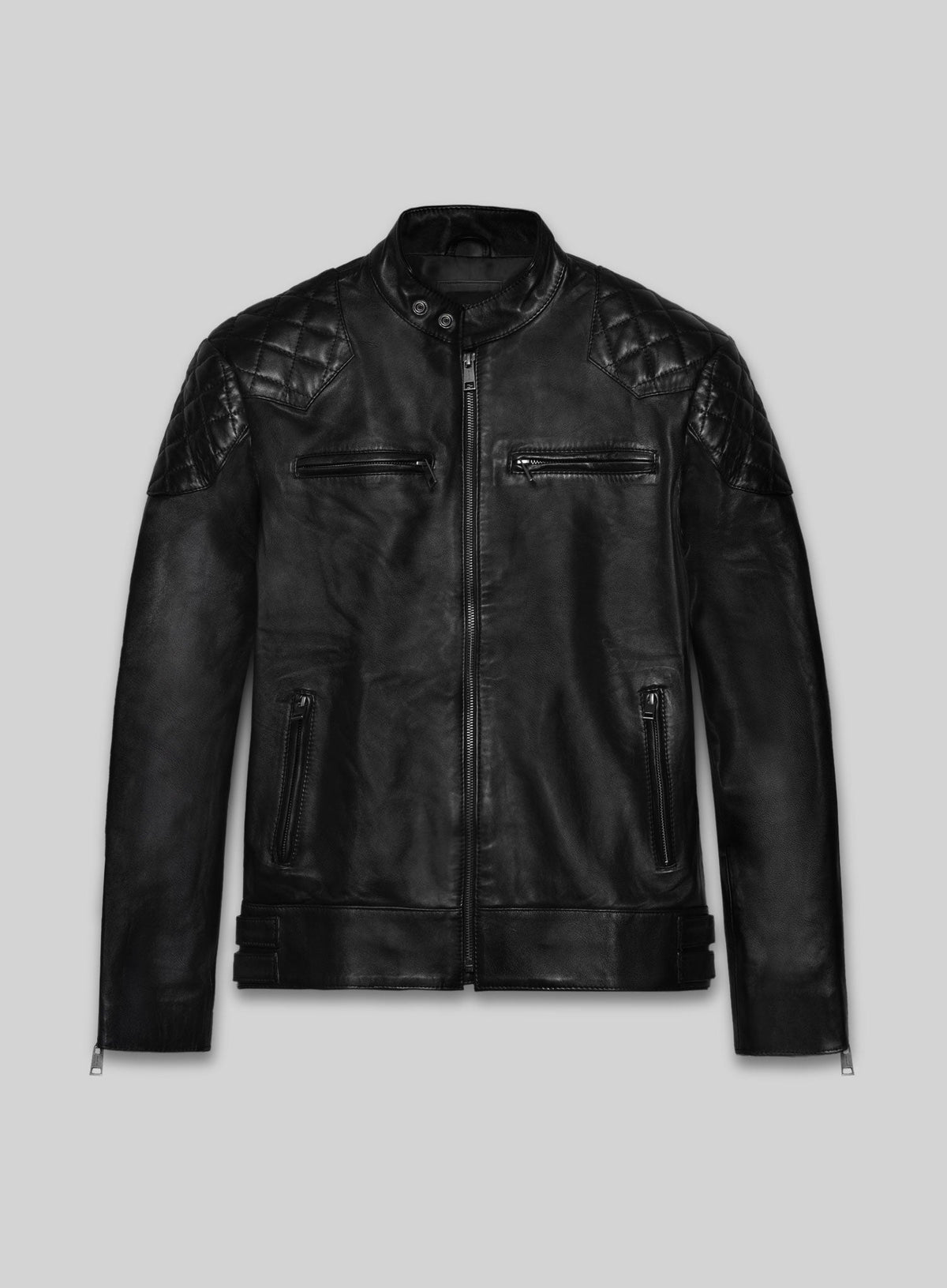David Beckham London Black Leather Jacket – front view