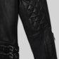 David Beckham London Black Leather Jacket – close-up detail of hardware and pockets