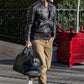 David Beckham Brown Bomber Leather Jacket – worn look