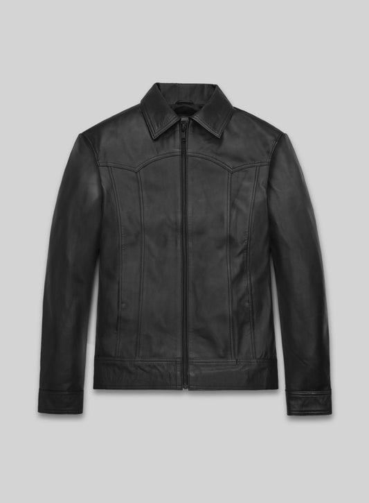 David Beckham Black Casual Leather Jacket – front view