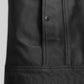 David Beckham Black Casual Leather Jacket – close-up detail of hardware and pockets
