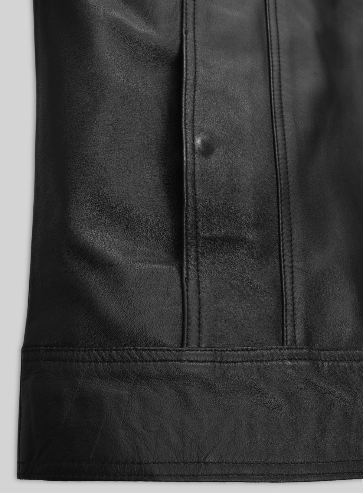 David Beckham Black Casual Leather Jacket – close-up detail of hardware and pockets