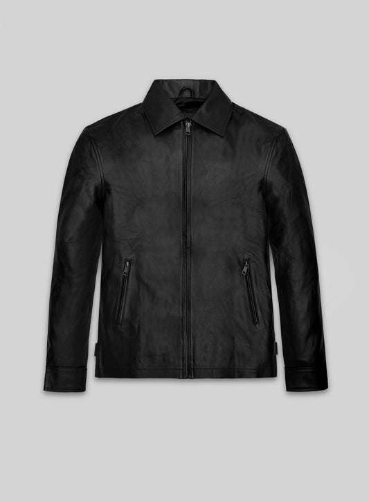 David Schwimmer Friends Season 4 Black Leather Jacket – front view