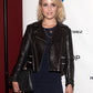 Dianna Agron Black Biker Leather Jacket – front view