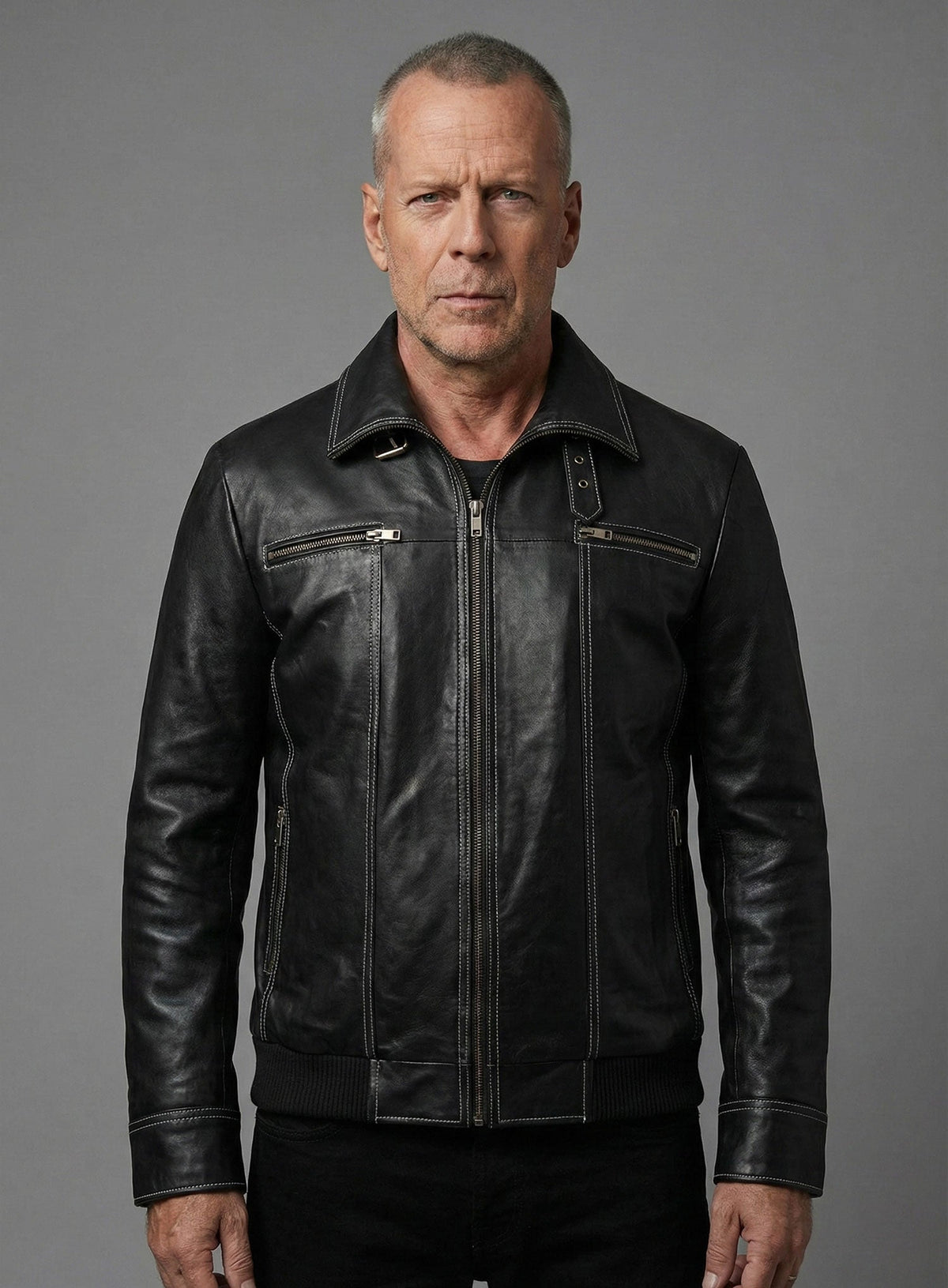 Die Hard 5 Bruce Willis Black Leather Jacket – alternate view