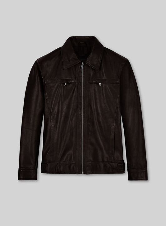 Don Cheadle Traitor Dark Brown Leather Jacket – front view