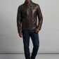 Don Cheadle Traitor Dark Brown Leather Jacket – close-up and worn views