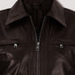Don Cheadle Traitor Dark Brown Leather Jacket – close-up and worn views