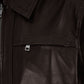 Don Cheadle Traitor Dark Brown Leather Jacket – close-up and worn views