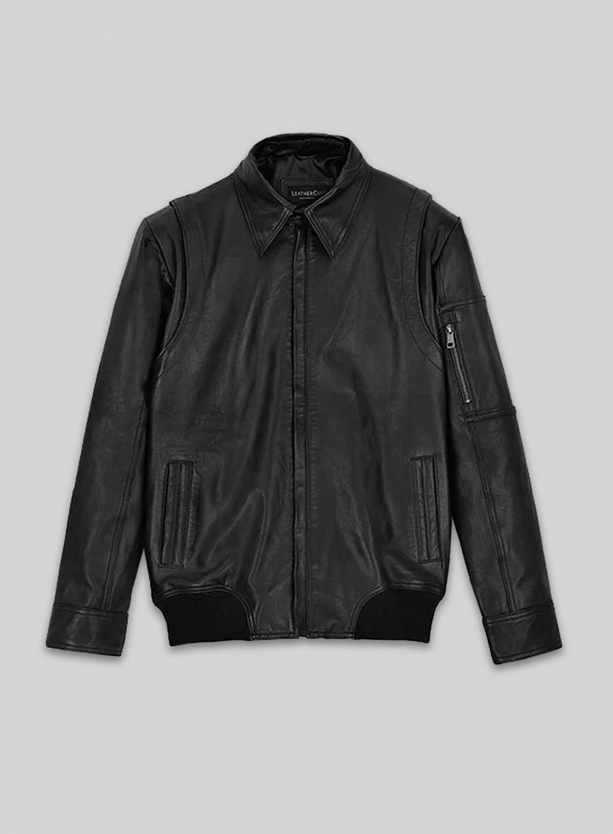 Dwayne Johnson Faster Premiere Black Leather Jacket – front view