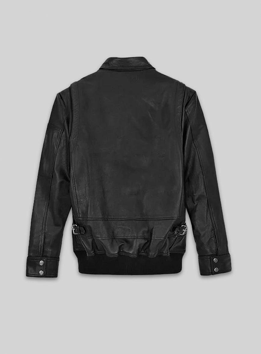 Dwayne Johnson Faster Premiere Black Leather Jacket – back view
