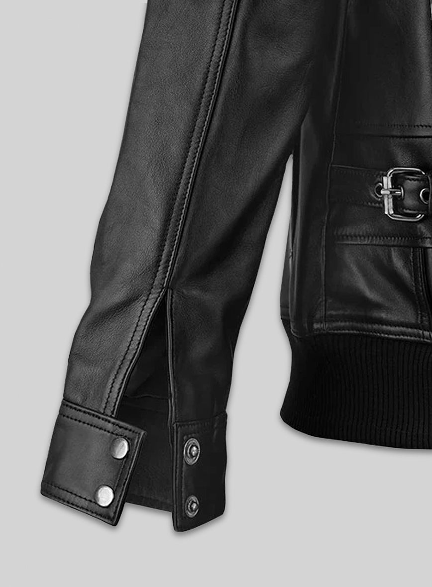 Dwayne Johnson Faster Premiere Black Leather Jacket – full product view