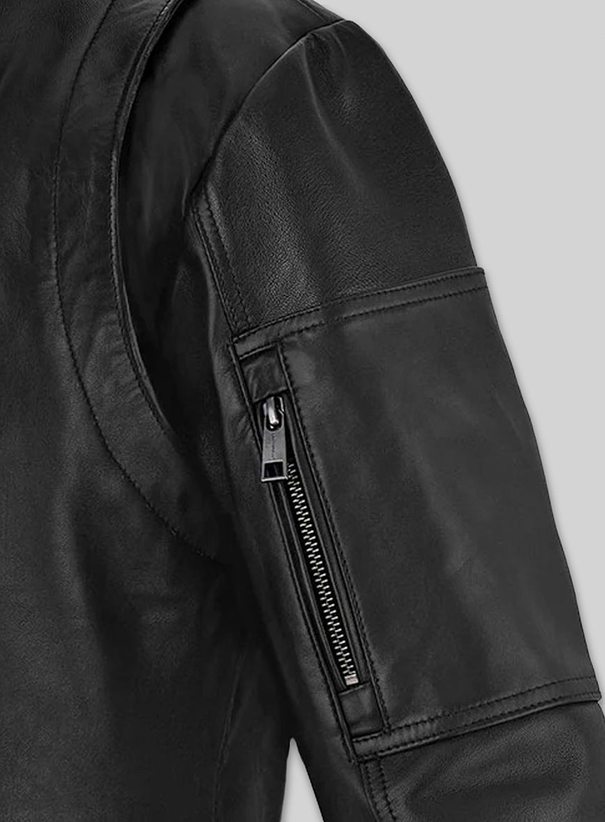 Dwayne Johnson Faster Premiere Black Leather Jacket – full product view