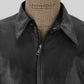 Dwayne Johnson Faster Premiere Black Leather Jacket – close-up detail of hardware and pockets