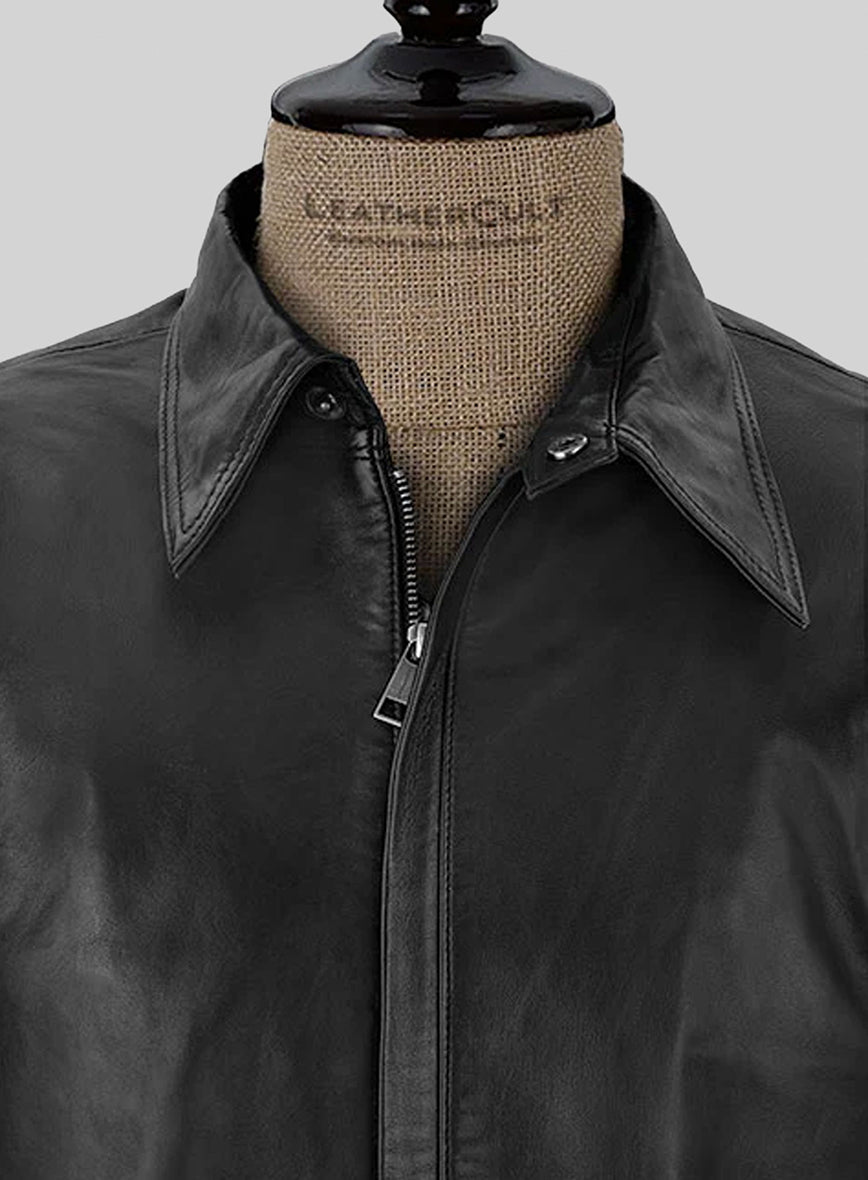 Dwayne Johnson Faster Premiere Black Leather Jacket – close-up detail of hardware and pockets