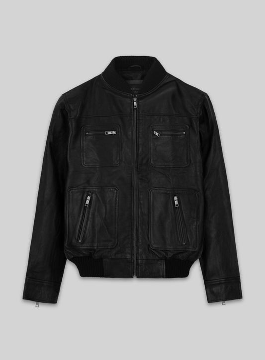 Dwayne Johnson The Other Guys Black Leather Jacket – front view