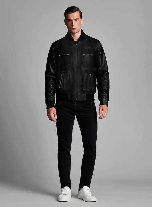 Dwayne Johnson The Other Guys Black Leather Jacket – back view