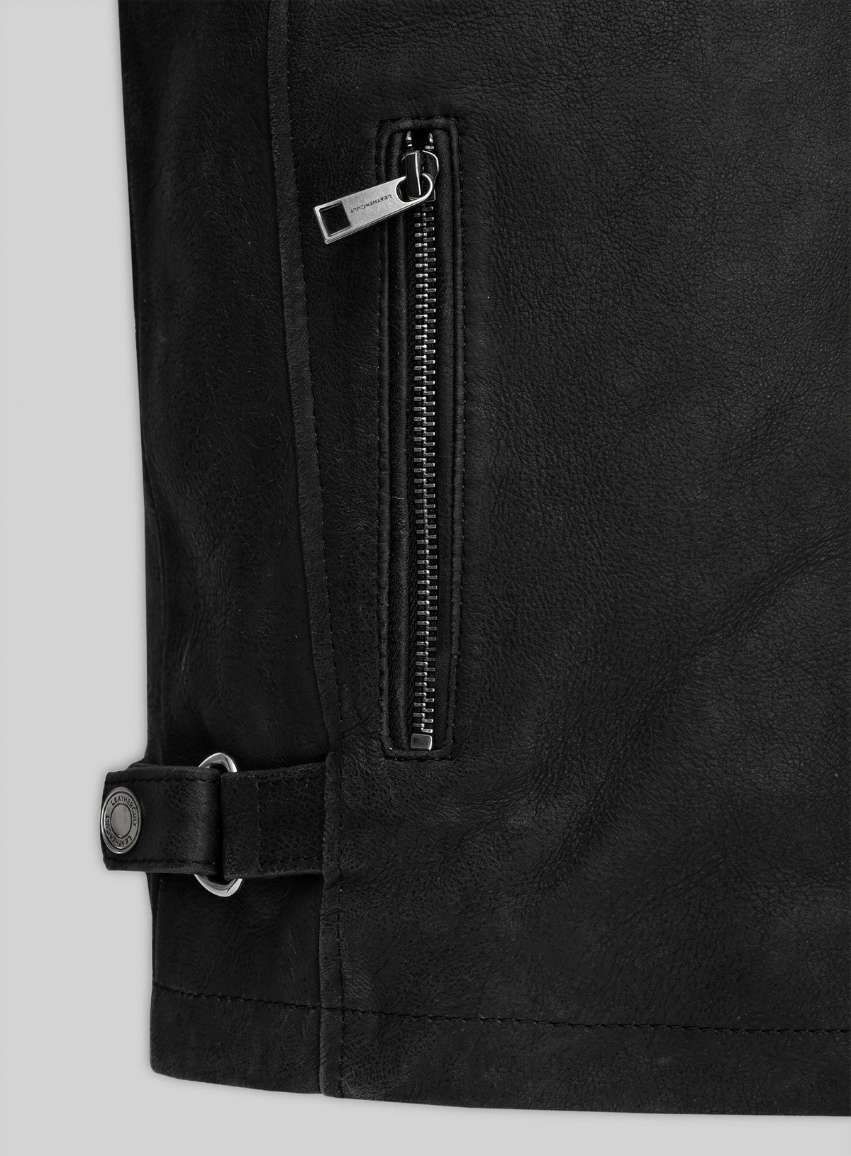 Dylan McDermott Hostages Black Leather Jacket – close-up detail of leather and stitching