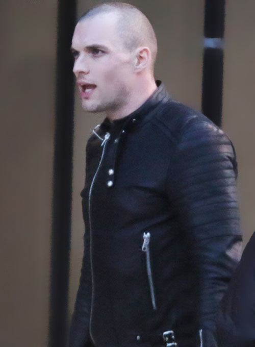 Ed Skrein Deadpool Black Leather Jacket – close-up and worn views