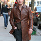 Ed Westwick White Leather Trench Coat – Ed Westwick celebrity photo in Gossip Girl