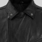 Eddie Redmayne Black Leather Jacket – close-up and worn views
