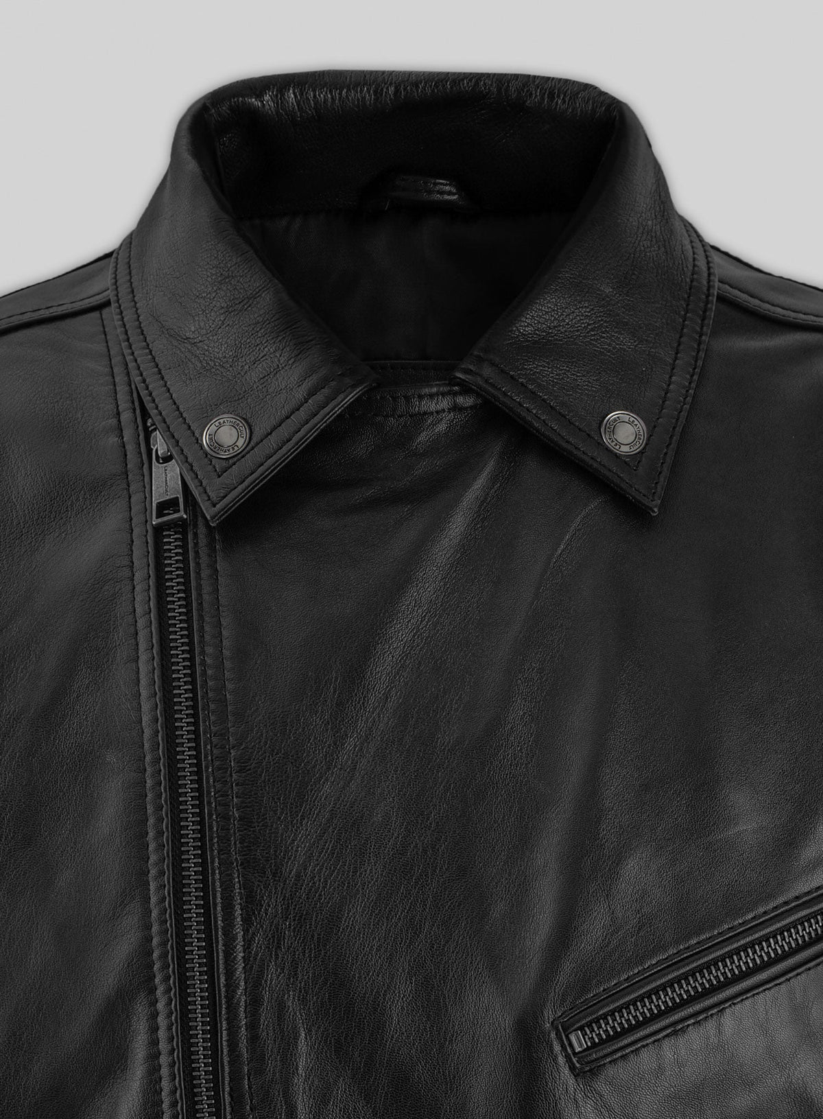 Eddie Redmayne Black Leather Jacket – close-up and worn views