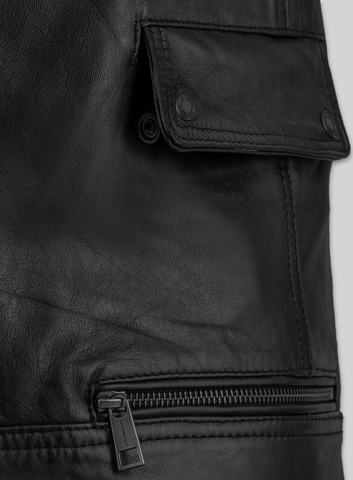 Eddie Redmayne Black Leather Jacket – close-up and worn views