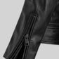 Eddie Redmayne Black Leather Jacket – close-up and worn views