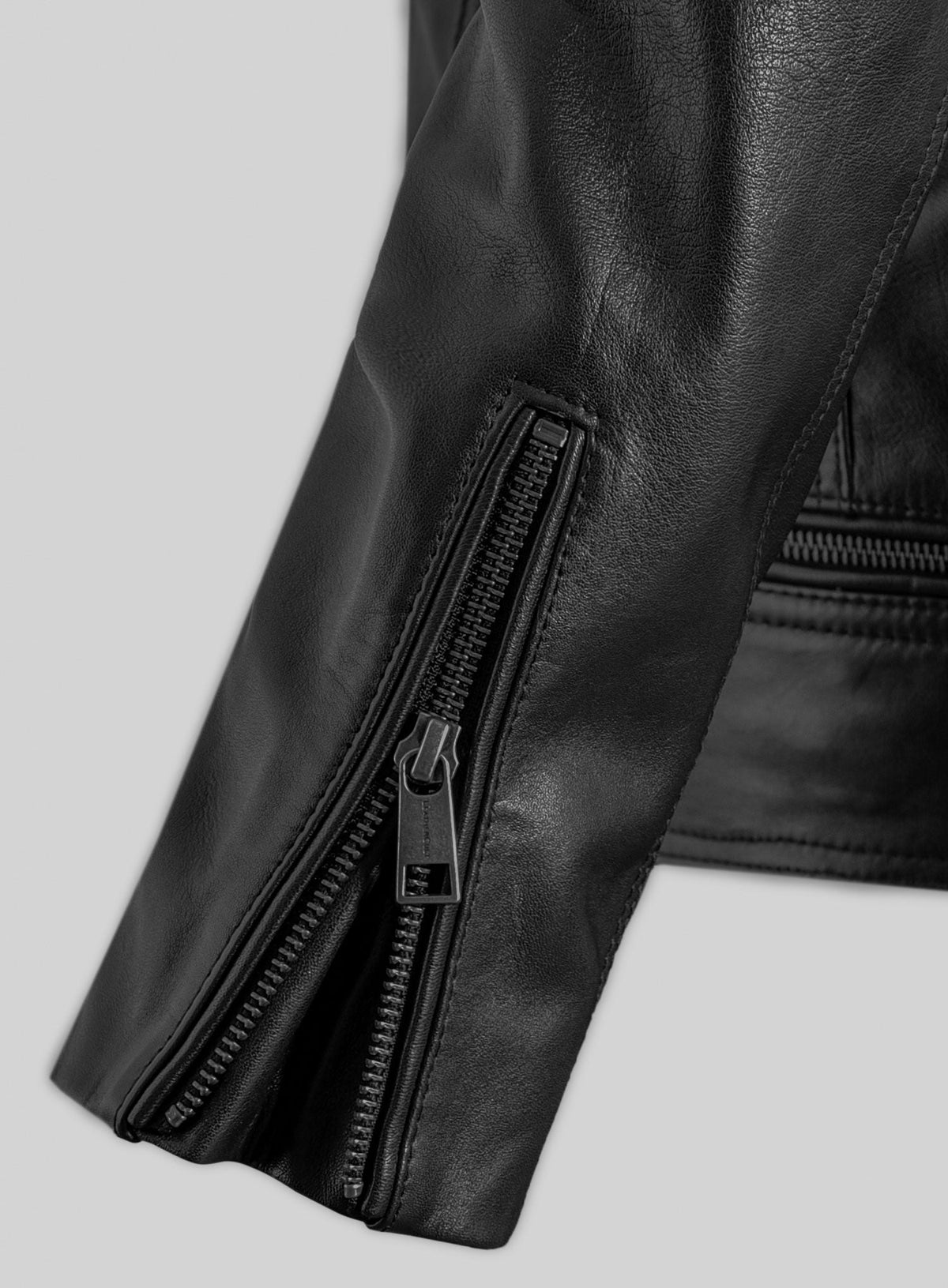 Eddie Redmayne Black Leather Jacket – close-up and worn views
