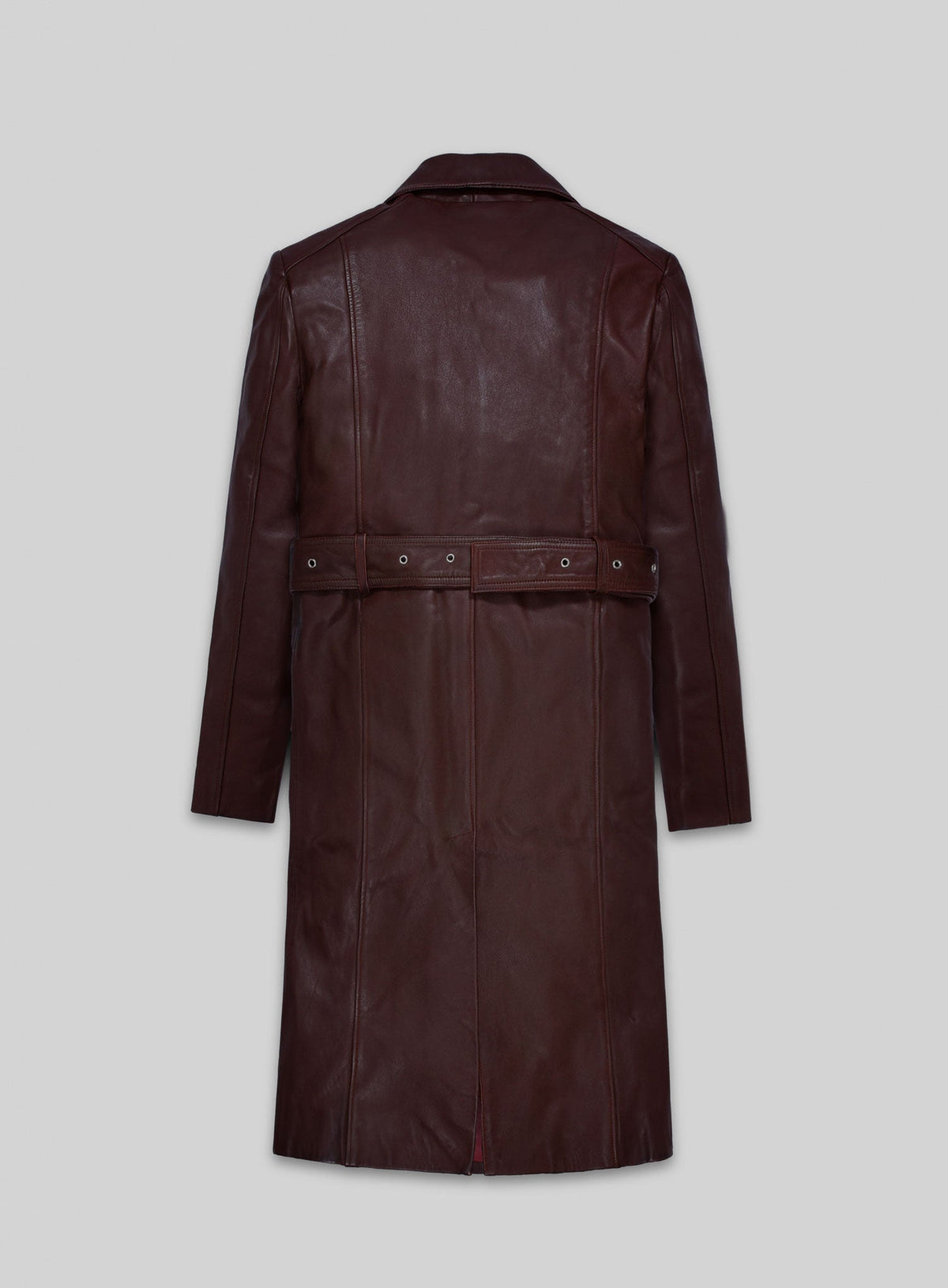 Eiza Gonzalez Black Leather Trench Coat – back view