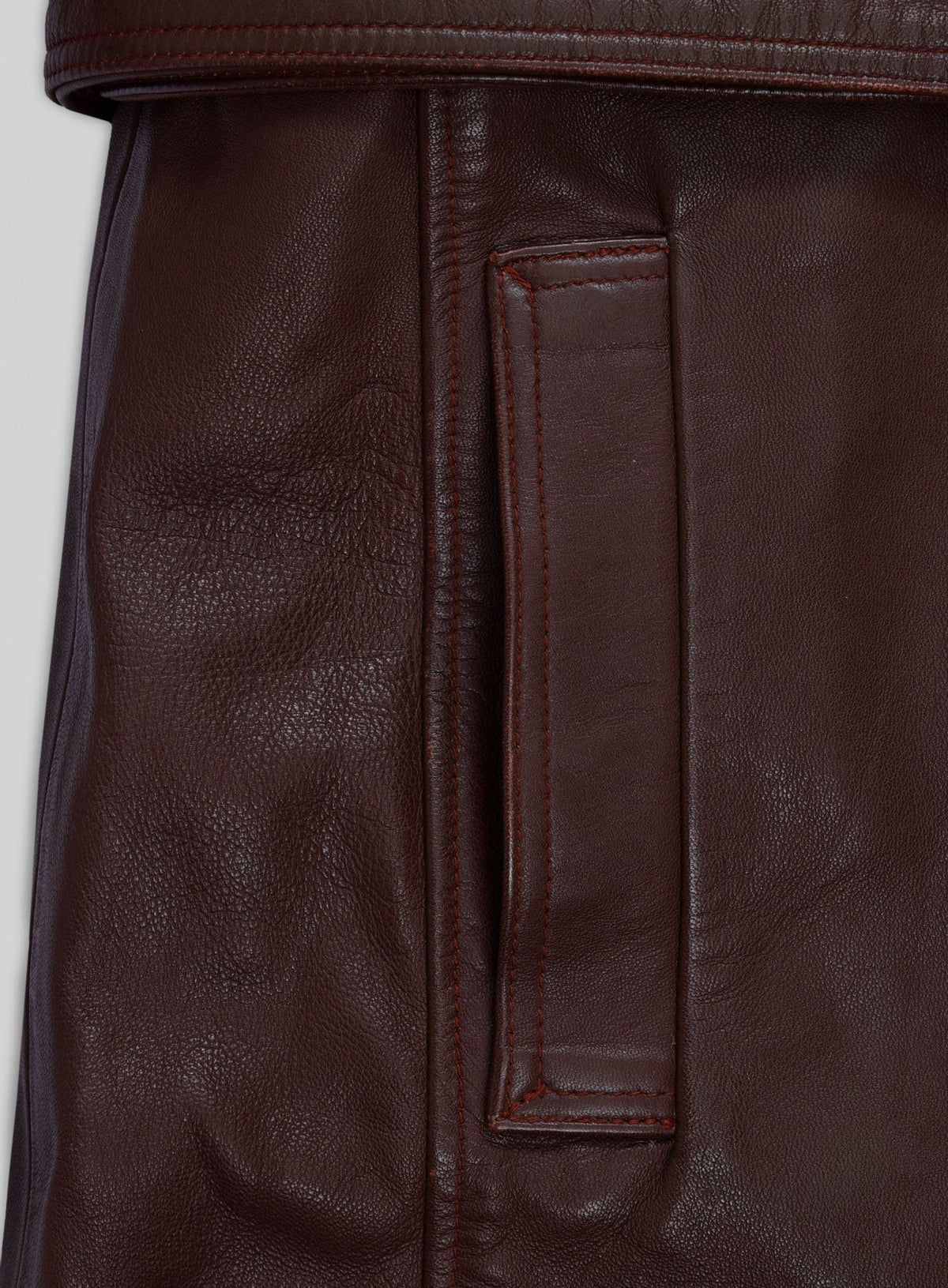 Eiza Gonzalez Black Leather Trench Coat – close-up and worn views