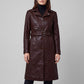 Eiza Gonzalez Black Leather Trench Coat – close-up and worn views