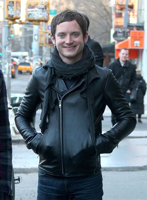 Elijah Wood Black Leather Jacket – celebrity inspiration look