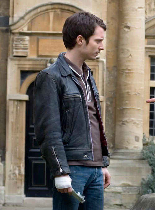 Elijah Wood The Oxford Murders Black Leather Jacket – Elijah Wood wearing the look, photo 3