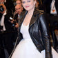 Elisabeth Moss 2017 Cannes Film Festival Black Leather Jacket – alternate view