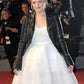 Elisabeth Moss 2017 Cannes Film Festival Black Leather Jacket – close-up and worn views