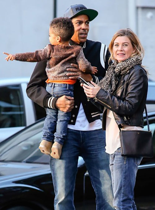 Ellen Pompeo Grey Leather Jacket – close-up and worn views